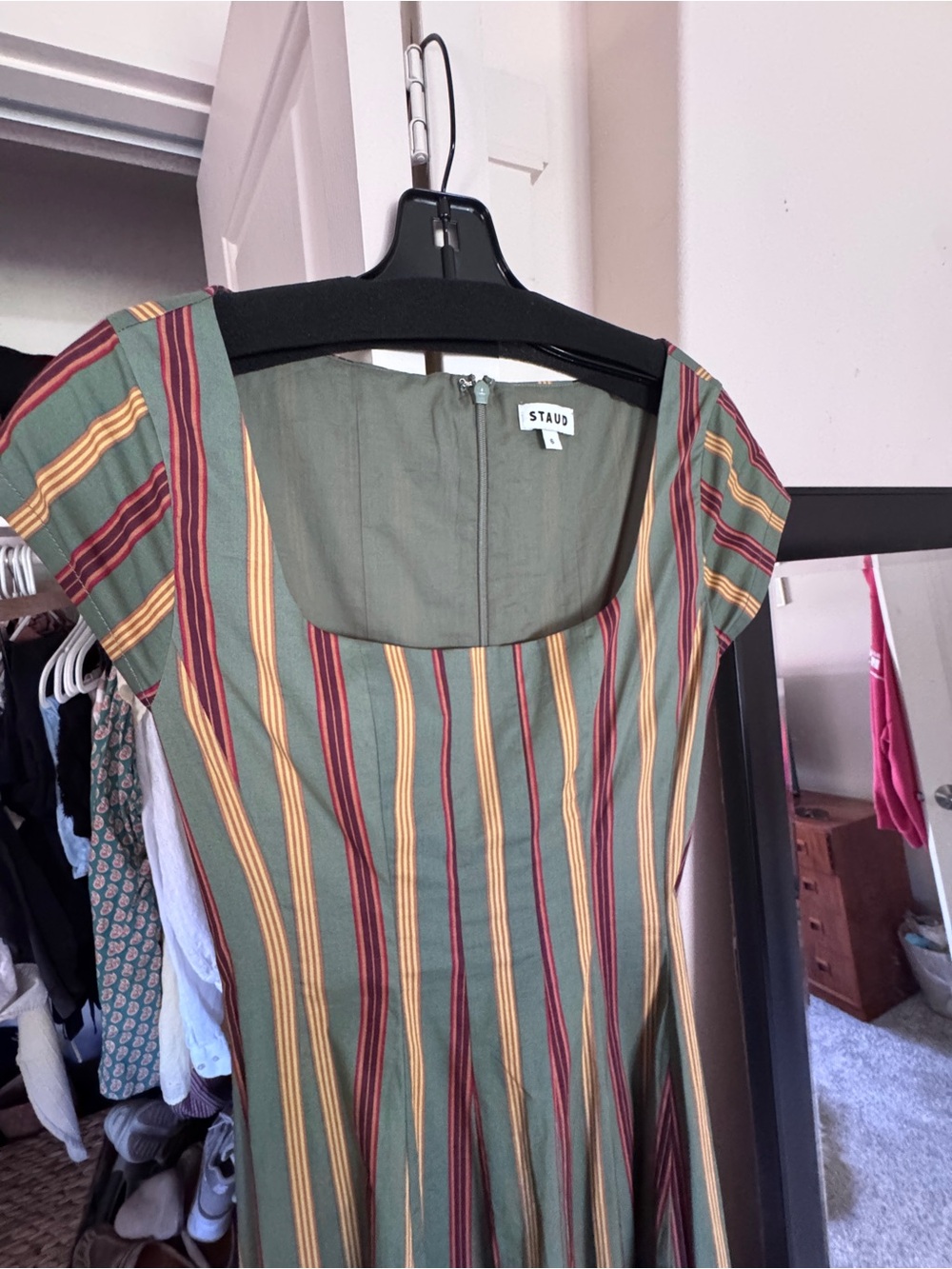 NWOT STAUD short sleeved wells dress, trailblazer stripe, size 6 - Picture 4 of 4